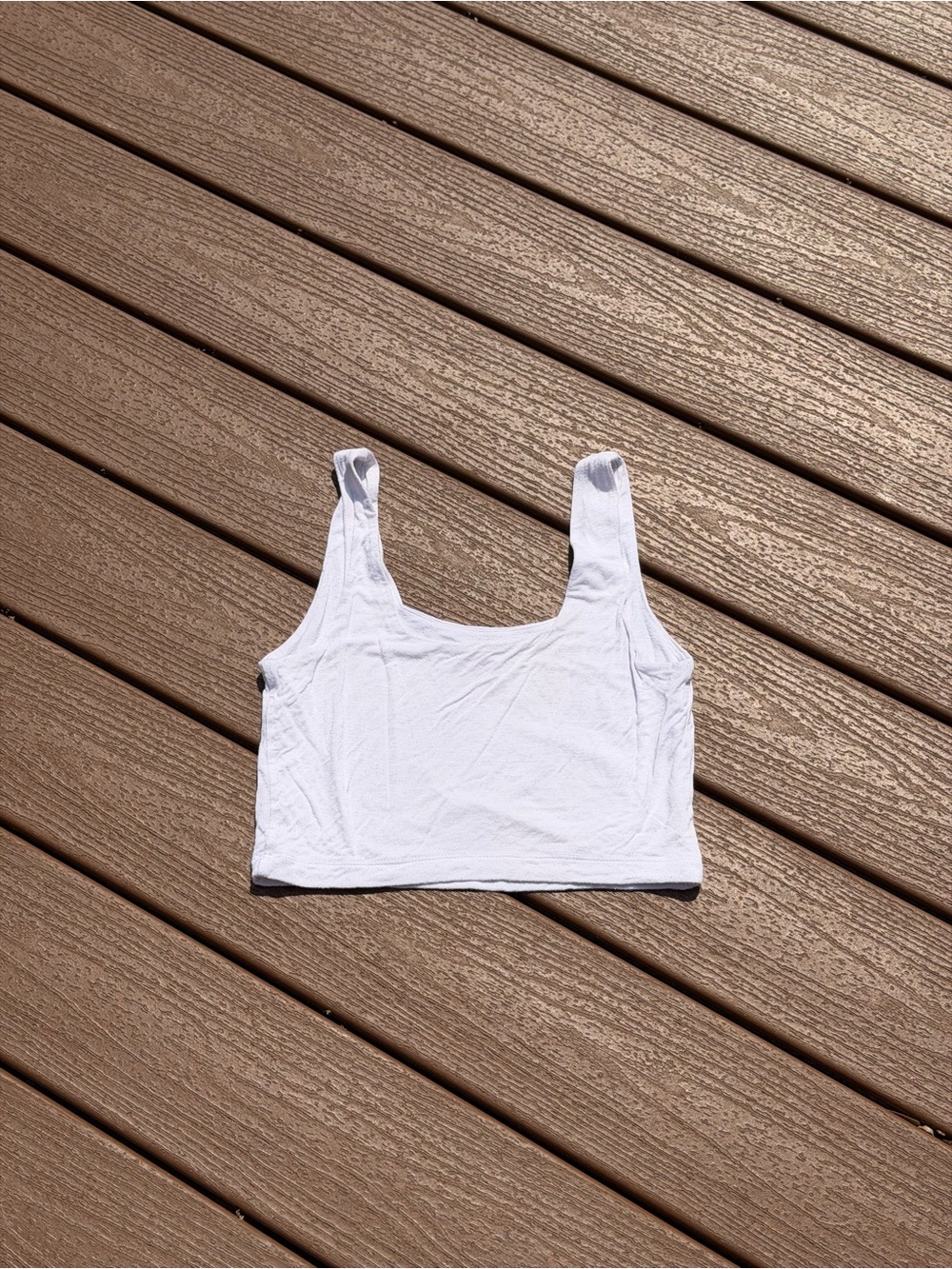 Lime Blue White Double Layered Seamed Cropped Tank Top M